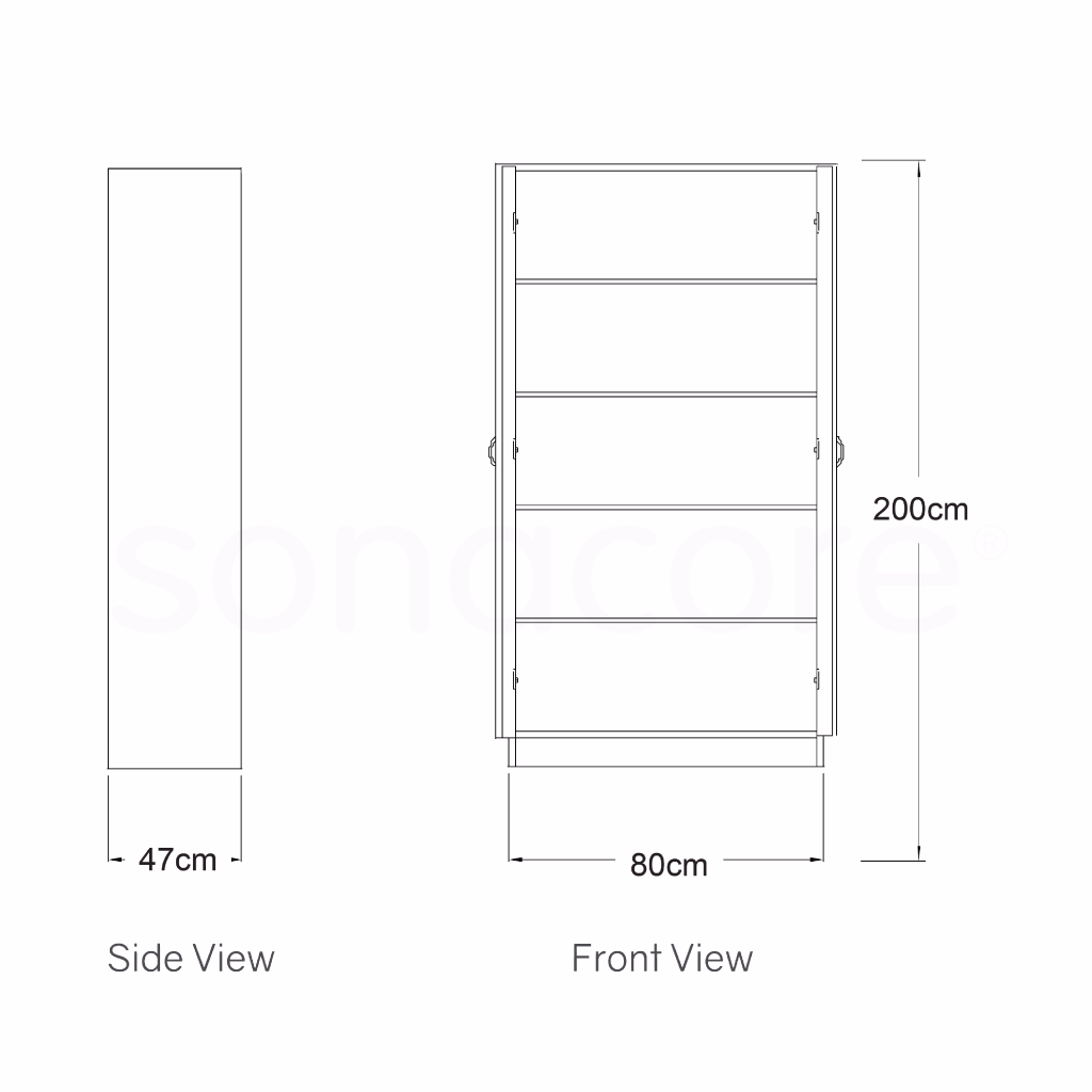 Cabinet Tall - 5 Shelf with Shutter - Bav Beech - Image 3