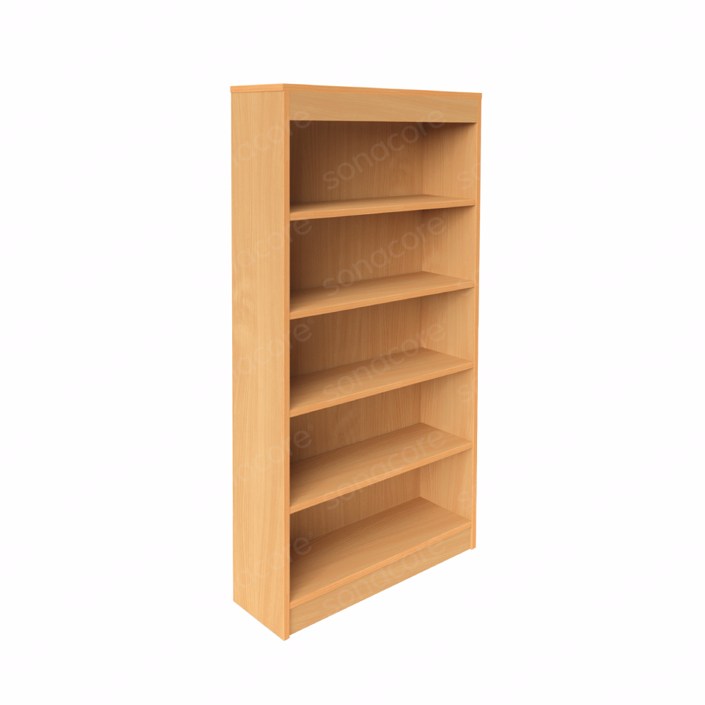 Library Bookshelf - Single Sided - 5 Level - Bav Beech Finish