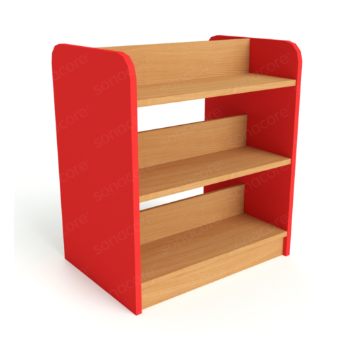 Library Bookshelf - Double Sided - 3 Level - Red