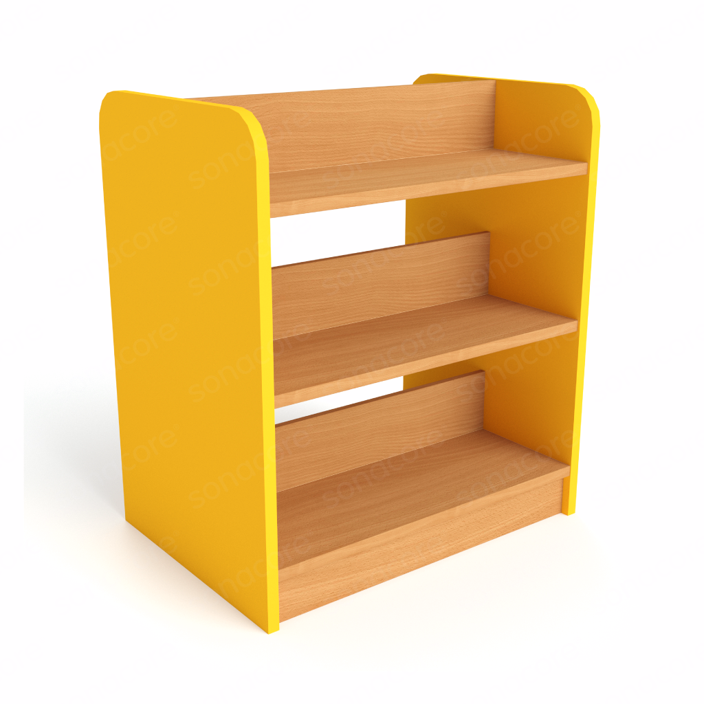 Library Bookshelf - Double Sided - 3 Level - Yellow