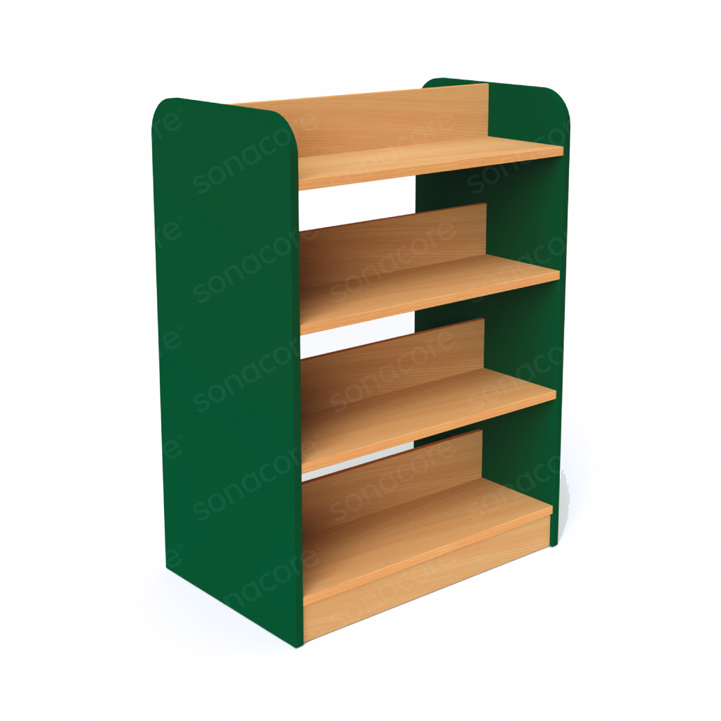 Library Bookshelf - Double Sided - 4 Level - Green