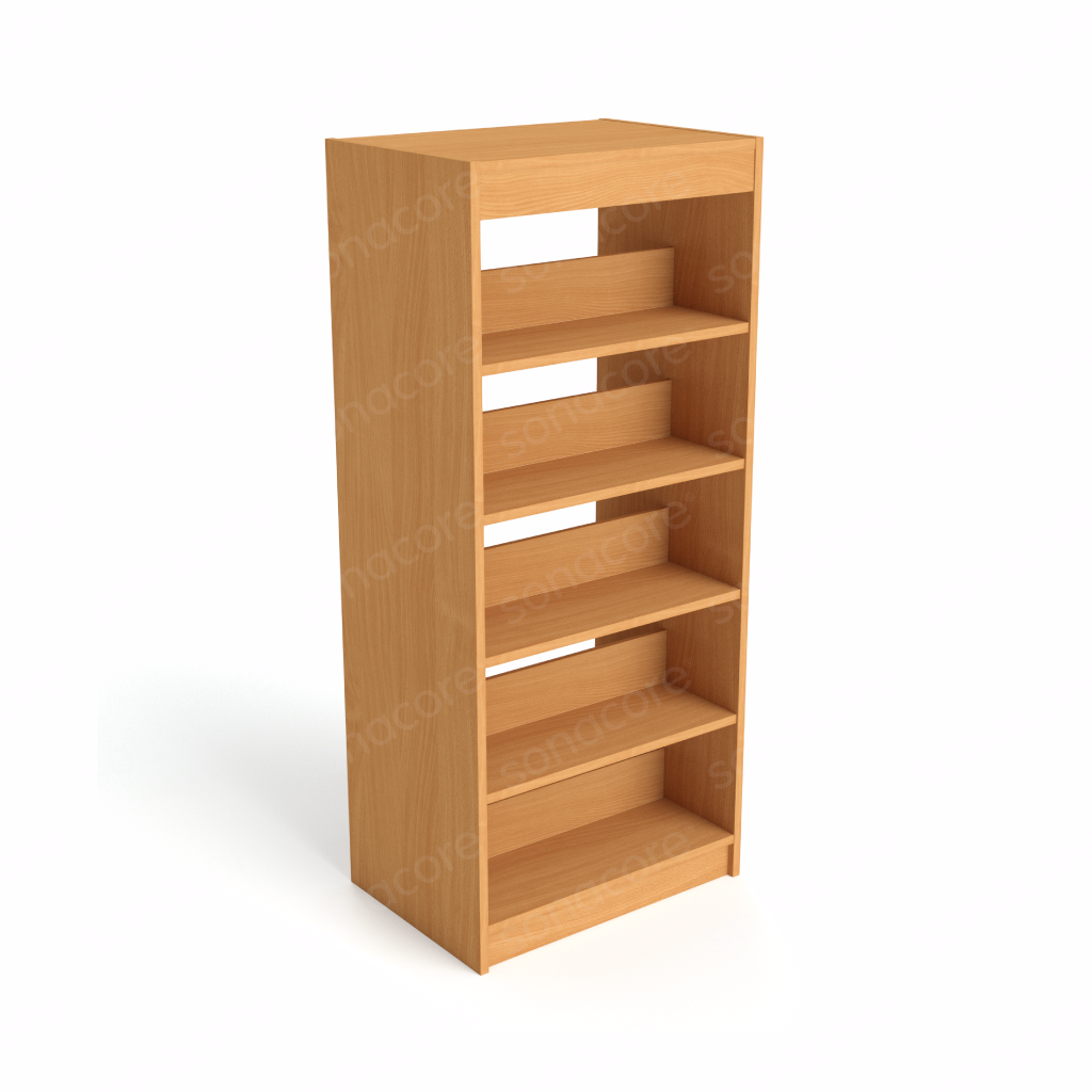 Library Bookshelf - Double Sided - 5 Level - Bav Beech Finish
