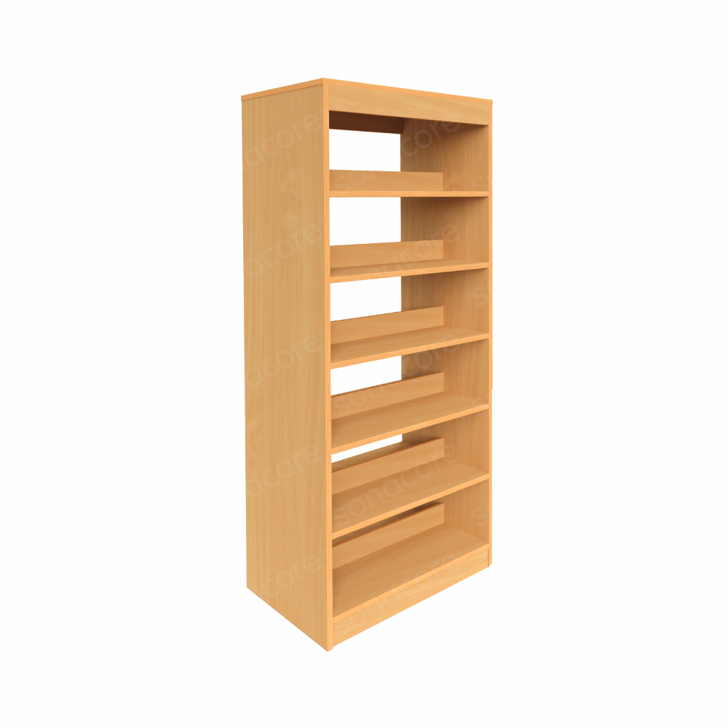 Library Bookshelf - Double Sided - 6 Level - Bav Beech Finish
