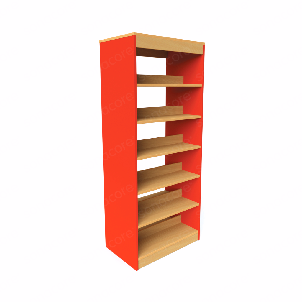 Library Bookshelf - Double Sided - 6 Level - Red